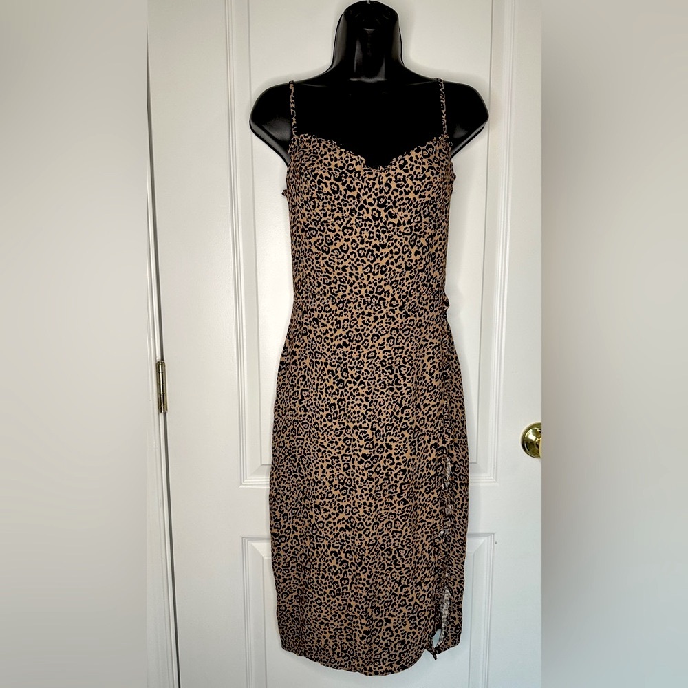 The Reformation Leopard Cheetah Print Midi Dress 6 Small